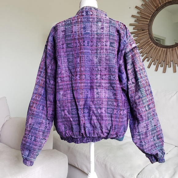 Guatemalan Cotton Purple Embroidered Zip Front Knit Coat - Picture 6 of 11